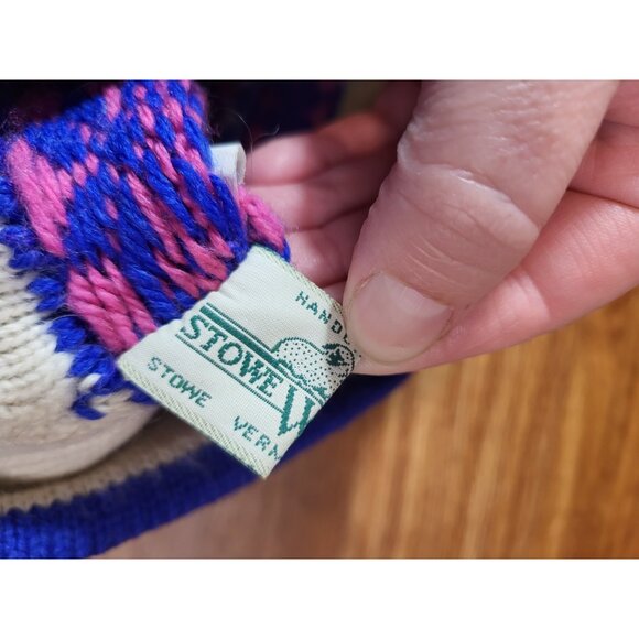 Vintage Stowe Woolens Beanie Nordic Wool Hat Ski Cap Green Or Blue 80’s - Picture 3 of 3